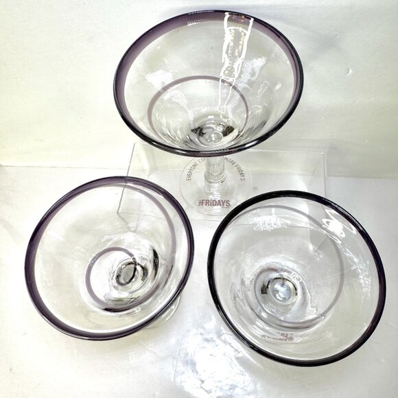 Set 3 TGI Friday's Amethyst Swirls 16 oz Martini Margarita Glasses - Picture 3 of 13